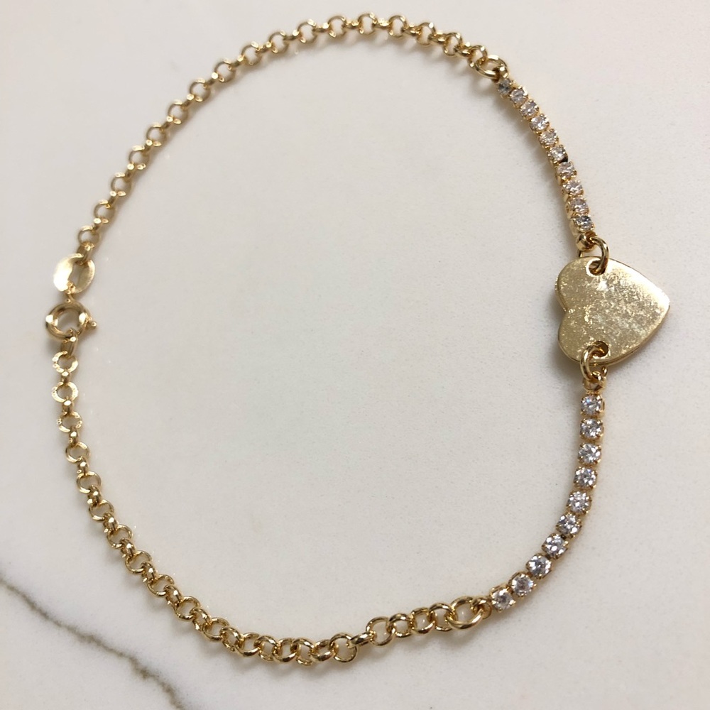 18k Gold Filled heart CZ Anklet - Picture 4 of 9